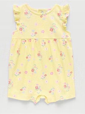 okie dokie Yellow Floral Baby Romper